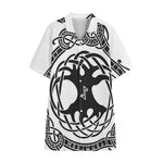 Scandinavian Yggdrasil Print Cotton Hawaiian Shirt
