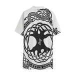 Scandinavian Yggdrasil Print Cotton Hawaiian Shirt