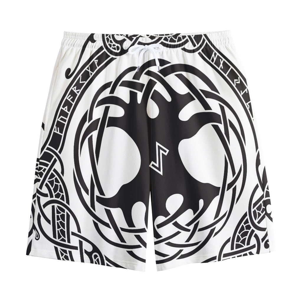Scandinavian Yggdrasil Print Cotton Shorts