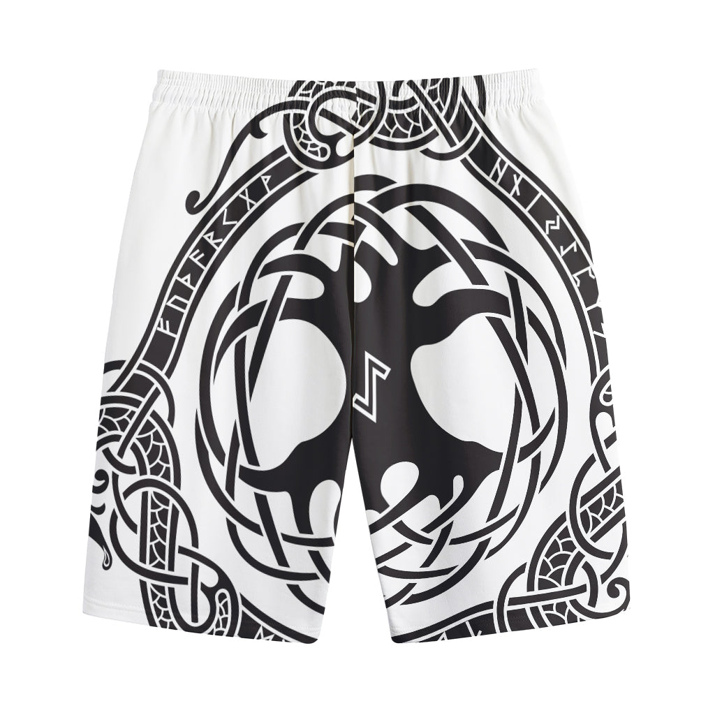 Scandinavian Yggdrasil Print Cotton Shorts