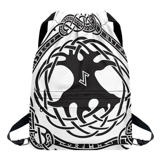 Scandinavian Yggdrasil Print Drawstring Backpack