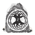 Scandinavian Yggdrasil Print Drawstring Bag