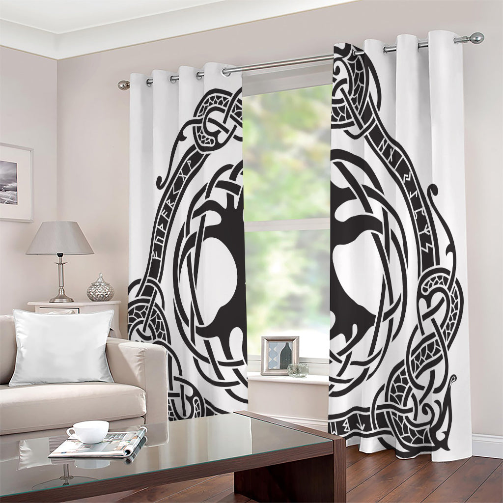 Scandinavian Yggdrasil Print Extra Wide Grommet Curtains