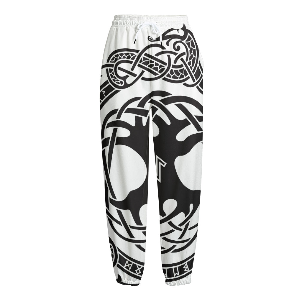 Scandinavian Yggdrasil Print Fleece Lined Knit Pants
