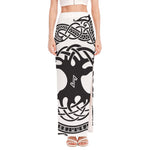 Scandinavian Yggdrasil Print High Slit Maxi Skirt