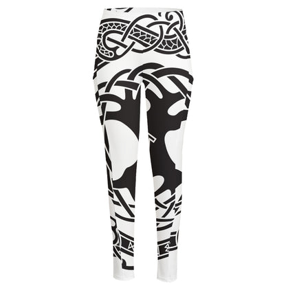 Scandinavian Yggdrasil Print High-Waisted Pocket Leggings