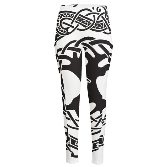 Scandinavian Yggdrasil Print High-Waisted Pocket Leggings