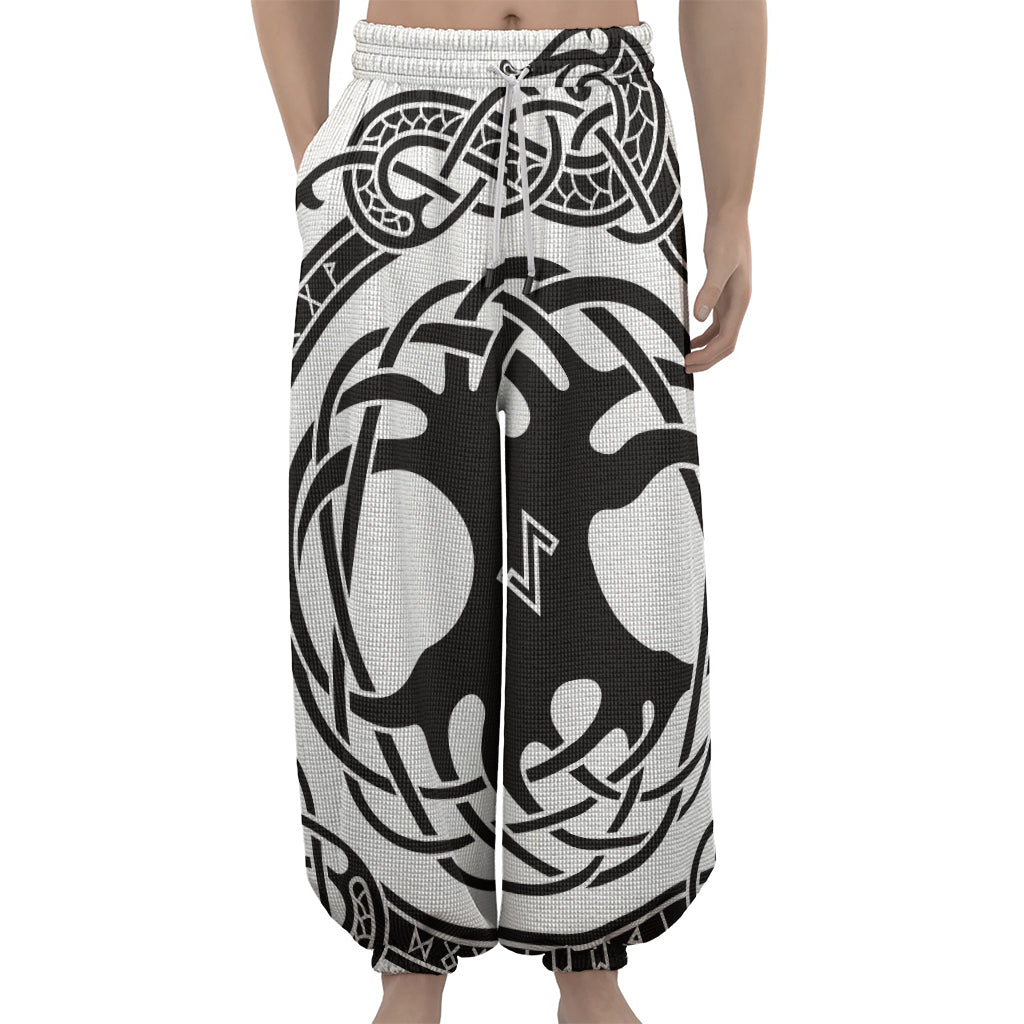 Scandinavian Yggdrasil Print Lantern Pants
