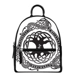 Scandinavian Yggdrasil Print Leather Backpack