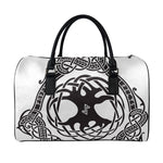 Scandinavian Yggdrasil Print Leather Duffle Bag