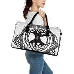 Scandinavian Yggdrasil Print Leather Duffle Bag