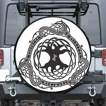 Scandinavian Yggdrasil Print Leather Spare Tire Cover