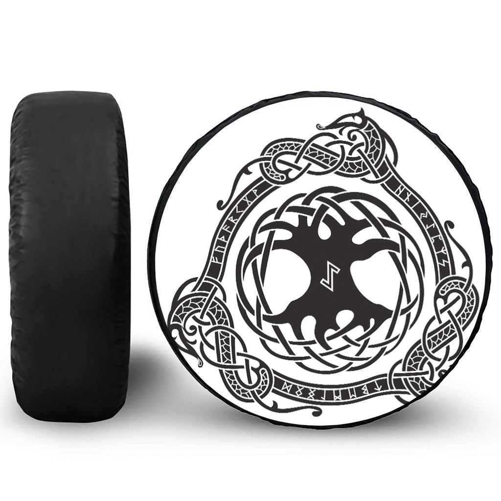 Scandinavian Yggdrasil Print Leather Spare Tire Cover