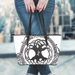 Scandinavian Yggdrasil Print Leather Tote Bag