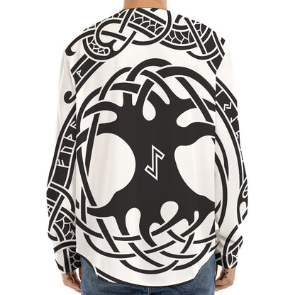 Scandinavian Yggdrasil Print Long Sleeve Baseball Jersey