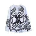 Scandinavian Yggdrasil Print Long Sleeve Short Coat
