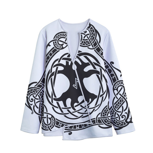 Scandinavian Yggdrasil Print Long Sleeve Short Coat