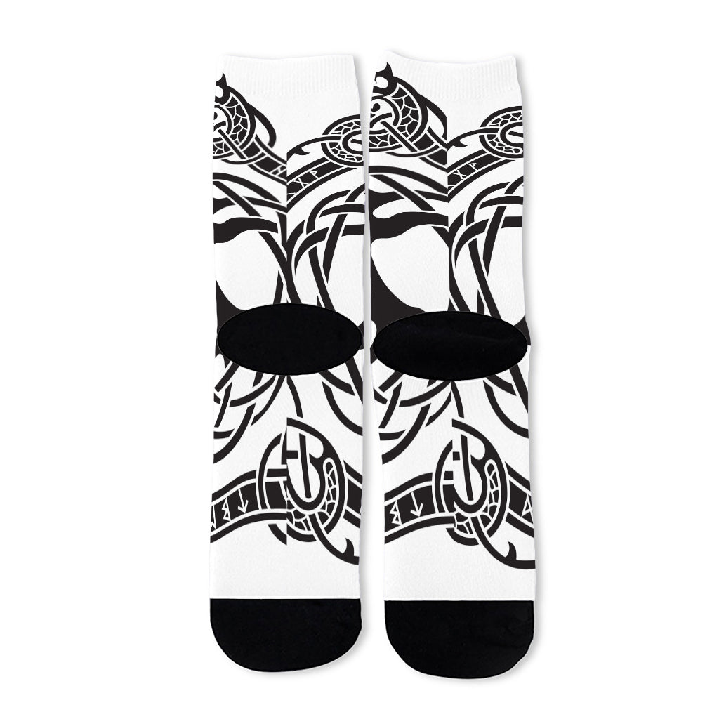 Scandinavian Yggdrasil Print Long Socks