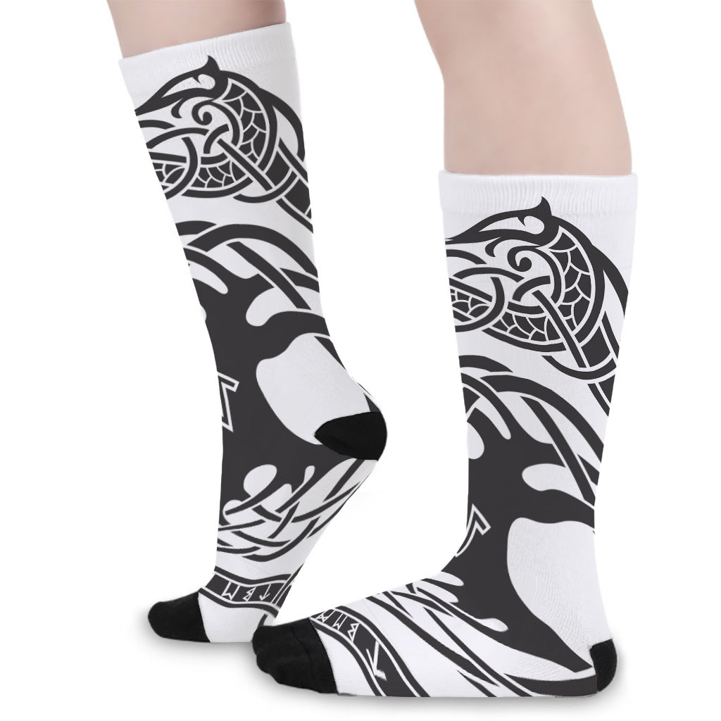 Scandinavian Yggdrasil Print Long Socks