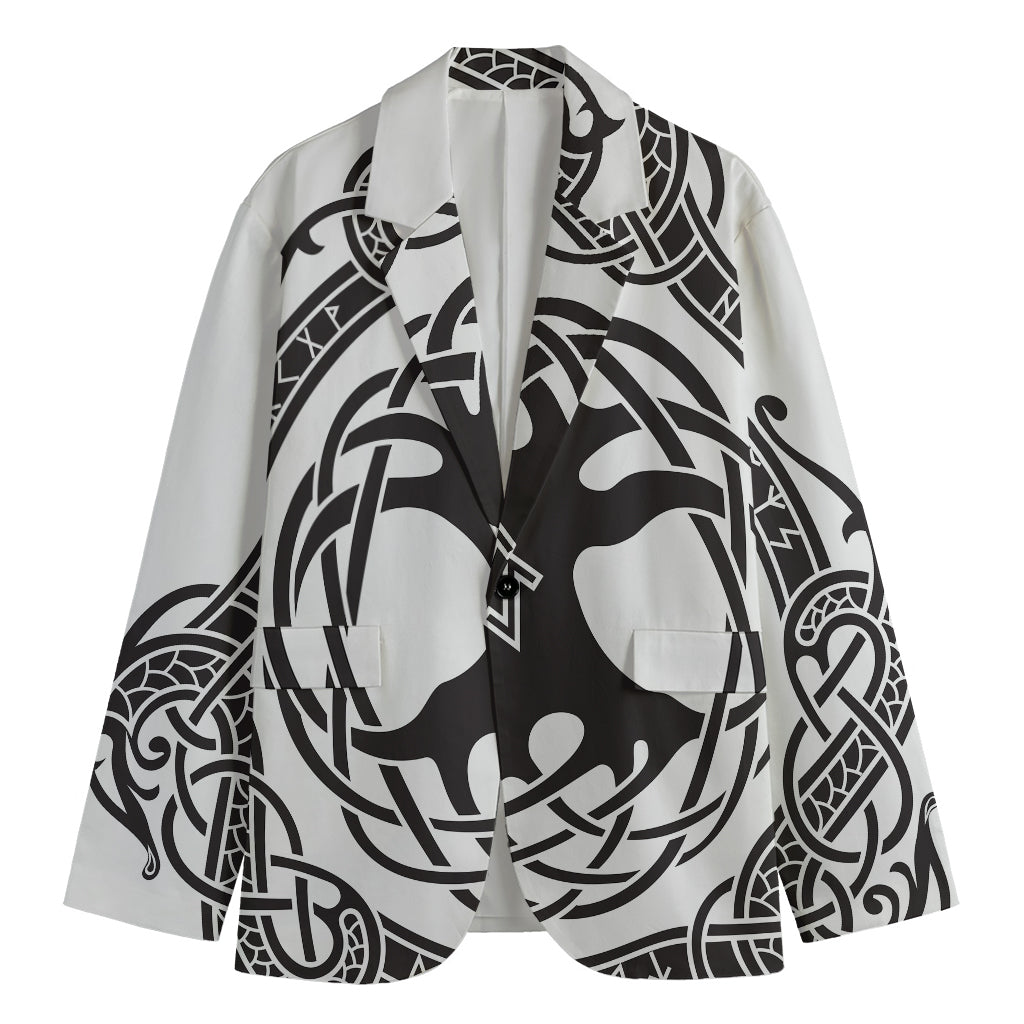 Scandinavian Yggdrasil Print Men's Cotton Blazer