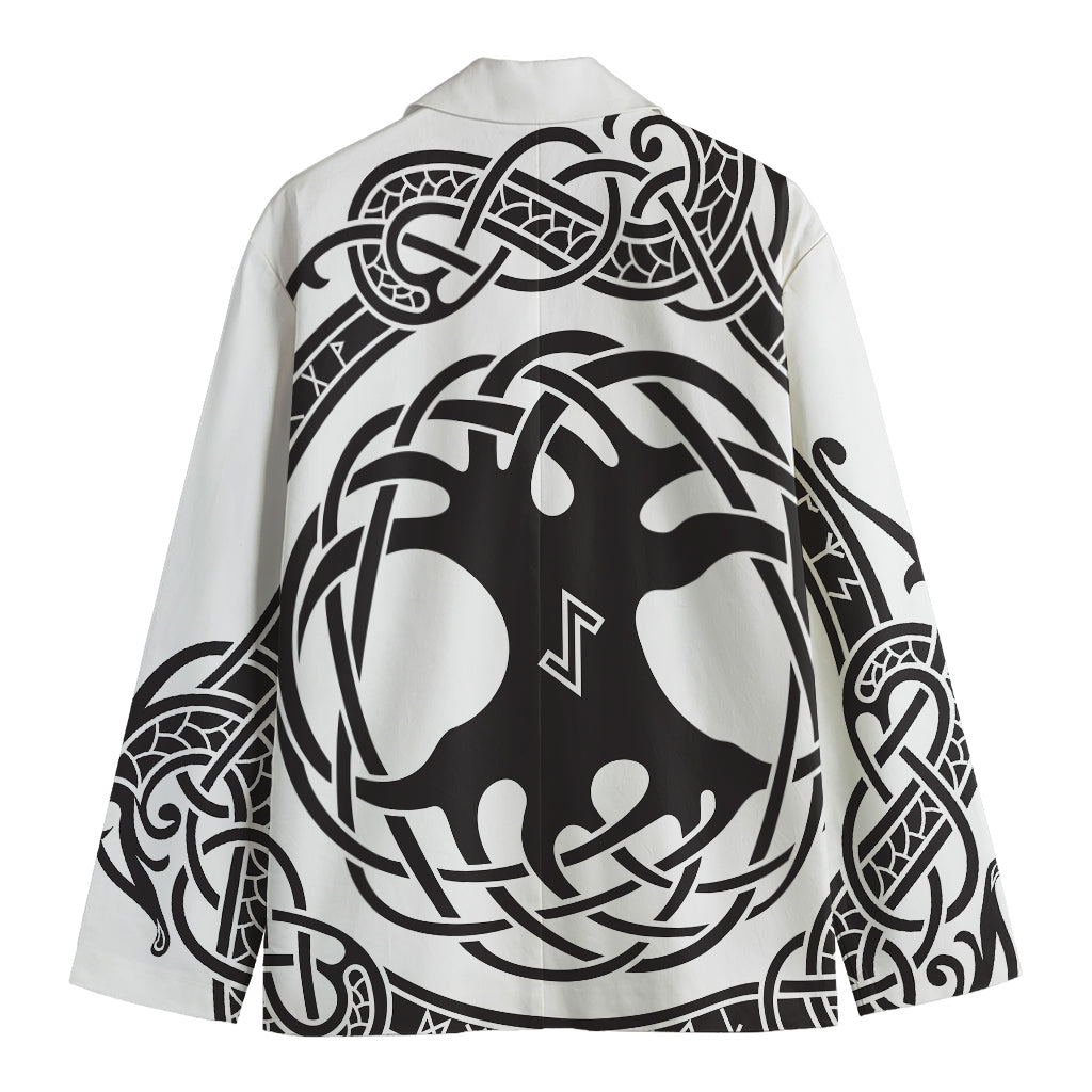 Scandinavian Yggdrasil Print Men's Cotton Blazer
