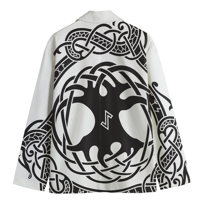 Scandinavian Yggdrasil Print Men's Cotton Blazer