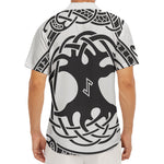 Scandinavian Yggdrasil Print Men's Deep V-Neck Shirt
