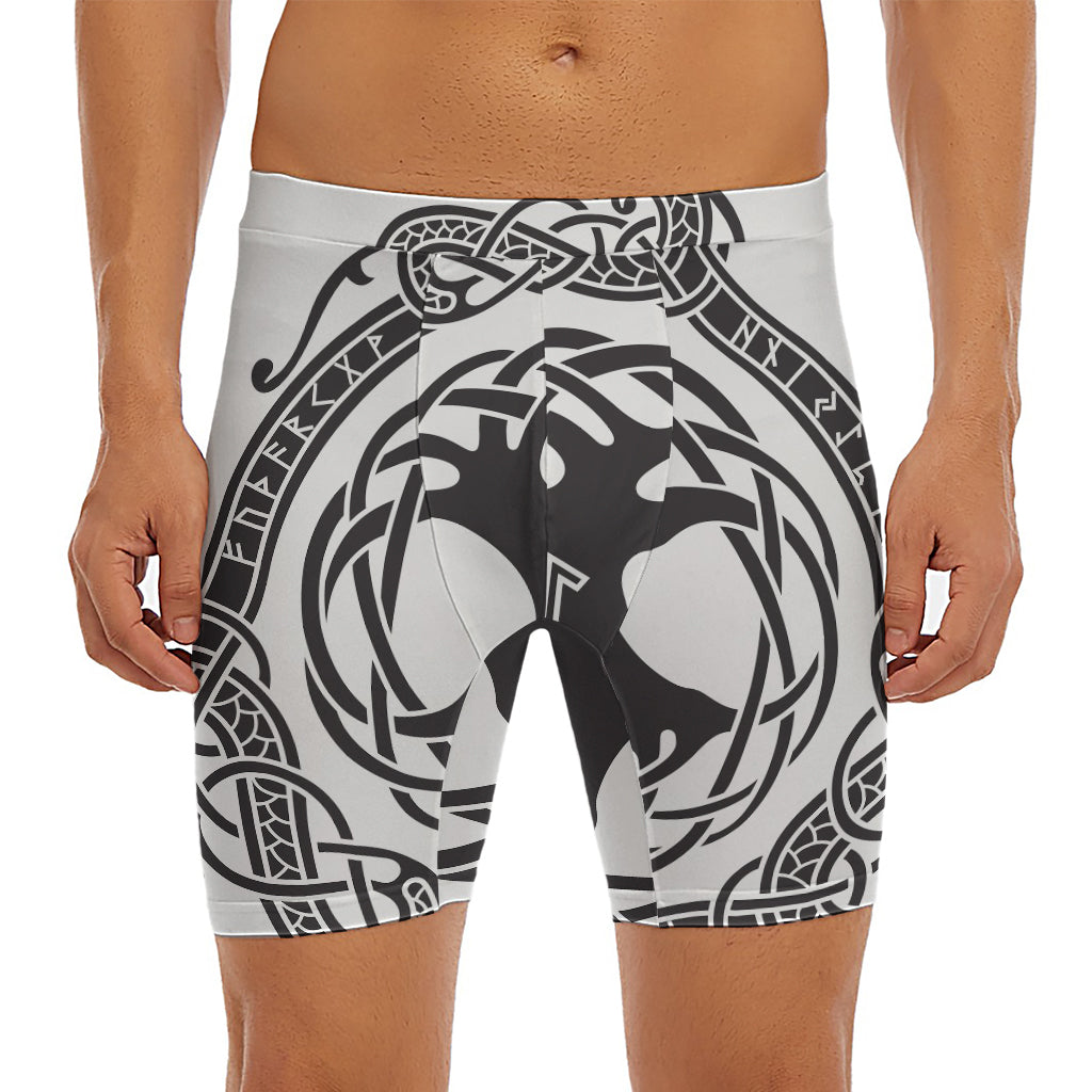 Scandinavian Yggdrasil Print Men's Long Boxer Briefs
