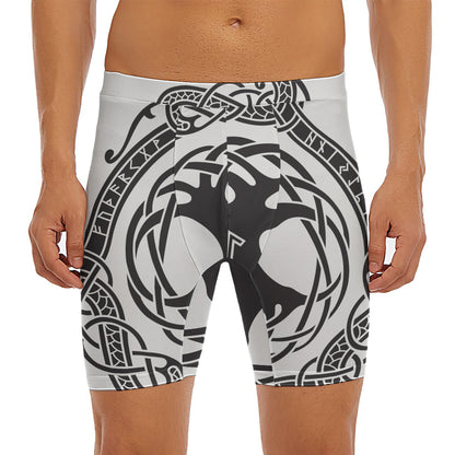 Scandinavian Yggdrasil Print Men's Long Boxer Briefs