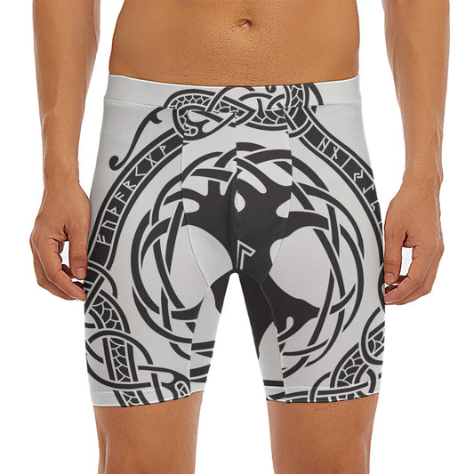 Scandinavian Yggdrasil Print Men's Long Boxer Briefs