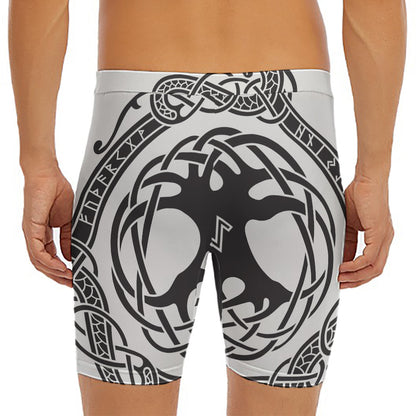 Scandinavian Yggdrasil Print Men's Long Boxer Briefs