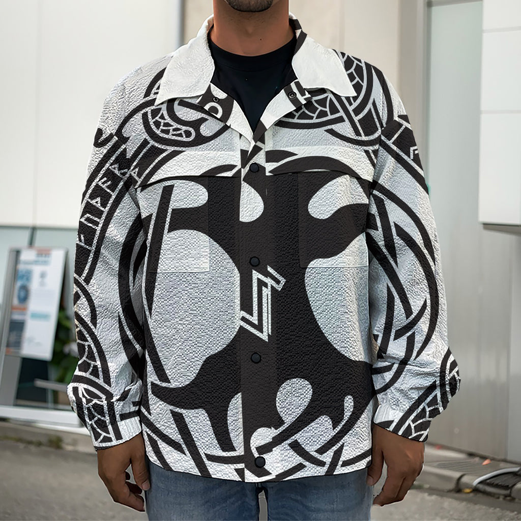 Scandinavian Yggdrasil Print Men's Shirt Jacket