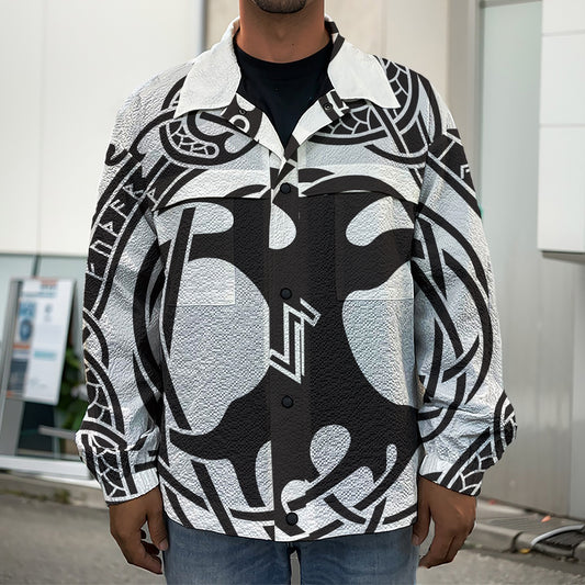 Scandinavian Yggdrasil Print Men's Shirt Jacket