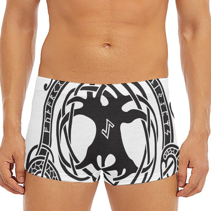 Scandinavian Yggdrasil Print Men's Short Boxer Briefs