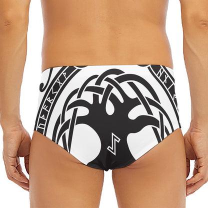 Scandinavian Yggdrasil Print Men's Triangle Swim Briefs