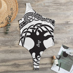 Scandinavian Yggdrasil Print One Shoulder Bodysuit