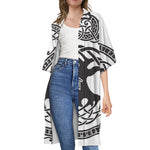 Scandinavian Yggdrasil Print Open Front Beach Cover Up