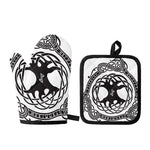 Scandinavian Yggdrasil Print Oven Mitt And Pot Holder Set
