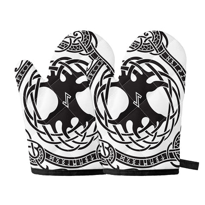 Scandinavian Yggdrasil Print Oven Mitts