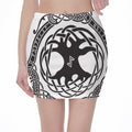 Scandinavian Yggdrasil Print Pencil Mini Skirt