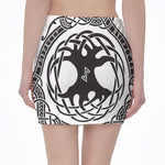 Scandinavian Yggdrasil Print Pencil Mini Skirt