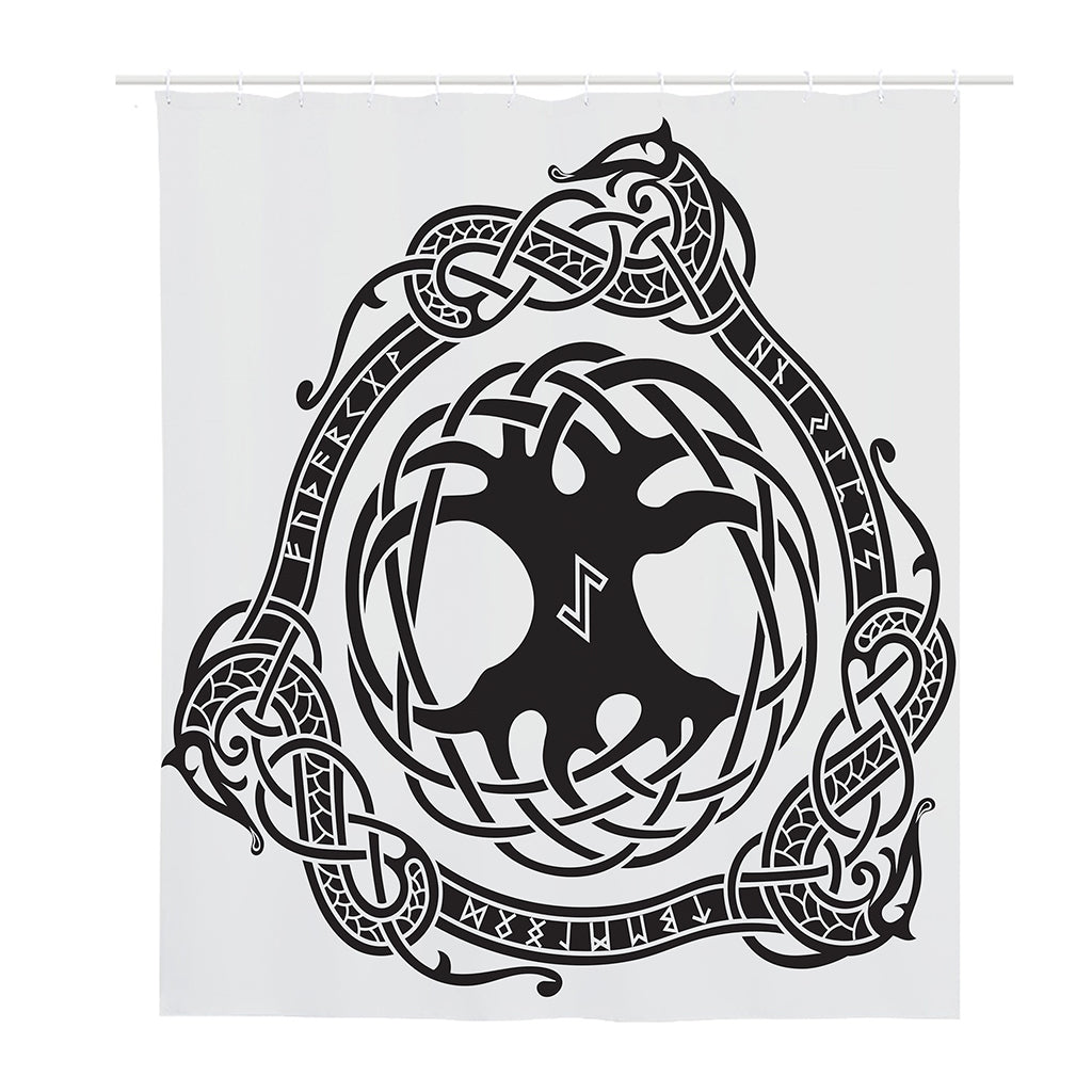 Scandinavian Yggdrasil Print Polyester Shower Curtain