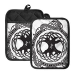 Scandinavian Yggdrasil Print Pot Holders With Pocket