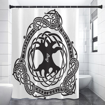 Scandinavian Yggdrasil Print Premium Shower Curtain