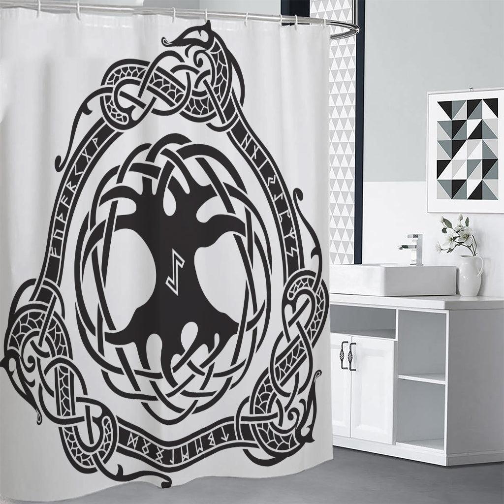 Scandinavian Yggdrasil Print Premium Shower Curtain