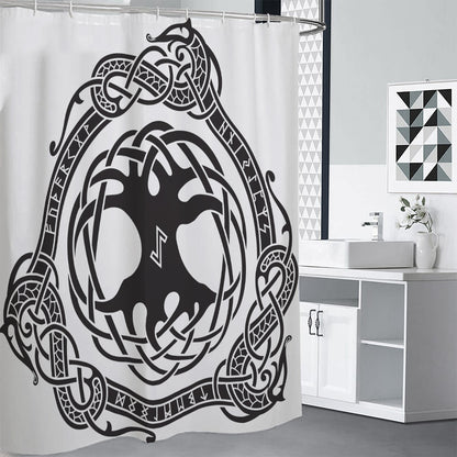 Scandinavian Yggdrasil Print Premium Shower Curtain