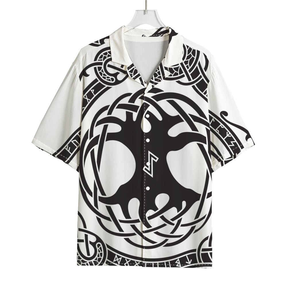 Scandinavian Yggdrasil Print Rayon Hawaiian Shirt