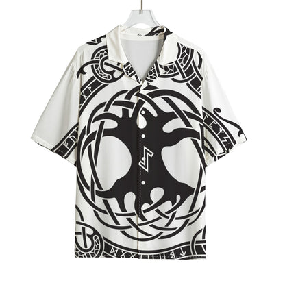 Scandinavian Yggdrasil Print Rayon Hawaiian Shirt