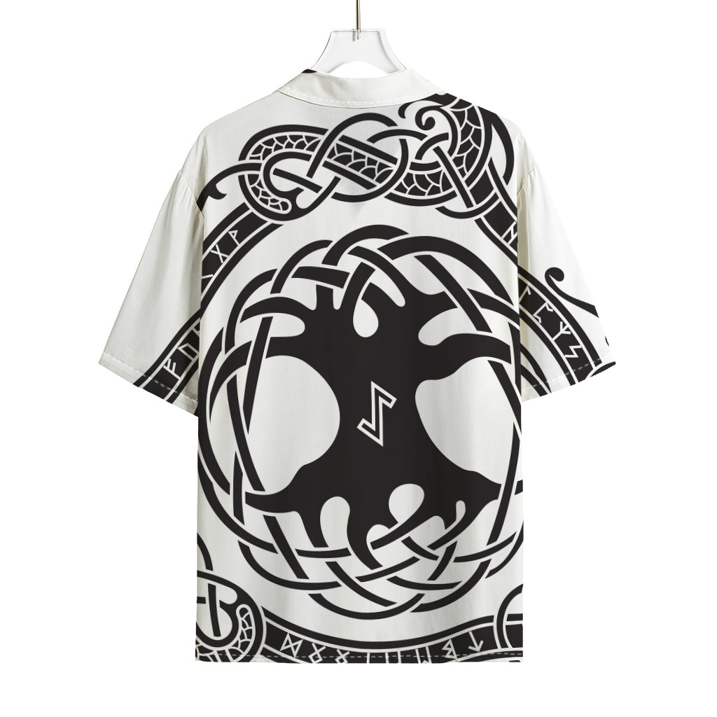Scandinavian Yggdrasil Print Rayon Hawaiian Shirt