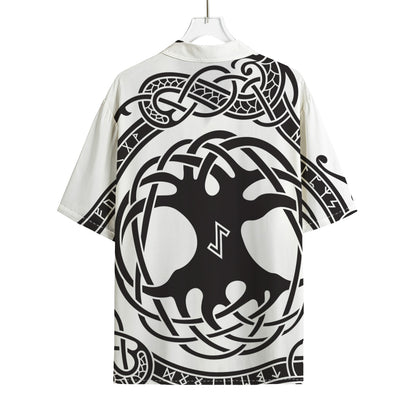 Scandinavian Yggdrasil Print Rayon Hawaiian Shirt